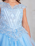 Girls Multi Color Metallic Lace Applique Split Tulle Skirt Pageant Dress 2-18 - SophiasStyle.com